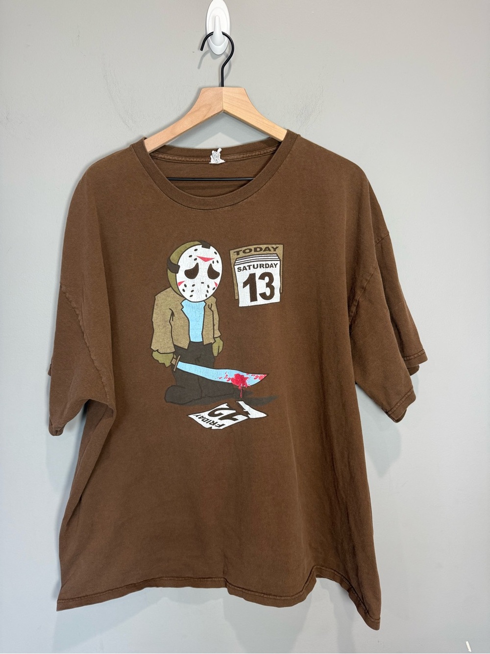 Friday the 13th Jason Graphic T-Shirt Brown Horror Tee‎ 3XL Y2K